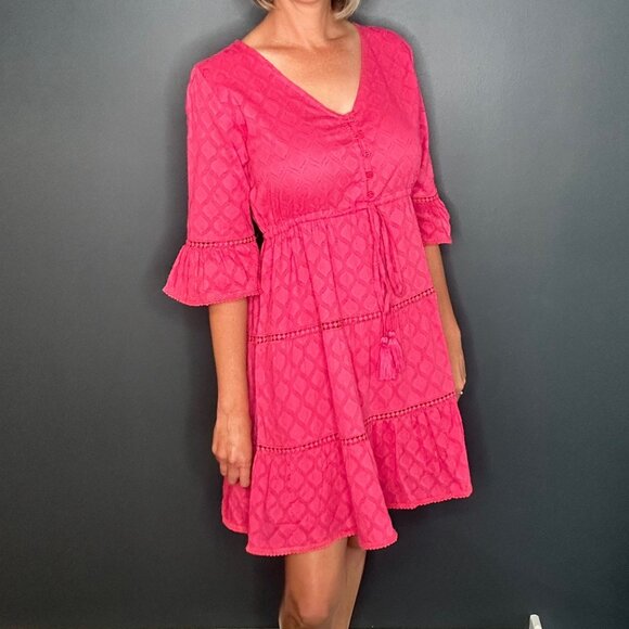 NWT ModaPosa Desideria Resort Dress Vibrant Raspberry Boho Beach Resort Size Med - Picture 1 of 2